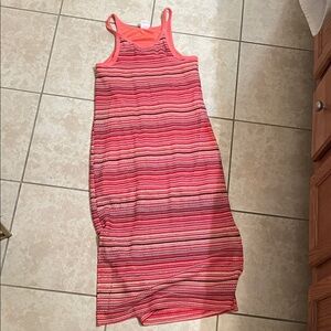 No Boundaries Striped Pink and Orange Midi Dress